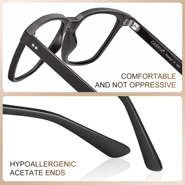 CARFIA Blue Light Blocking Glasses  Square Eyeglasses Filter Blue Ray Computer Game Glasses CA5354A Black Frame Blue Light Glasses
