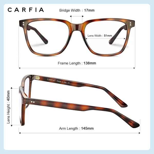 CARFIA Blue Light Blocking Glasses  Square Eyeglasses Filter Blue Ray Computer Game Glasses CA5354C Tortoise Frame Blue Light Glasses
