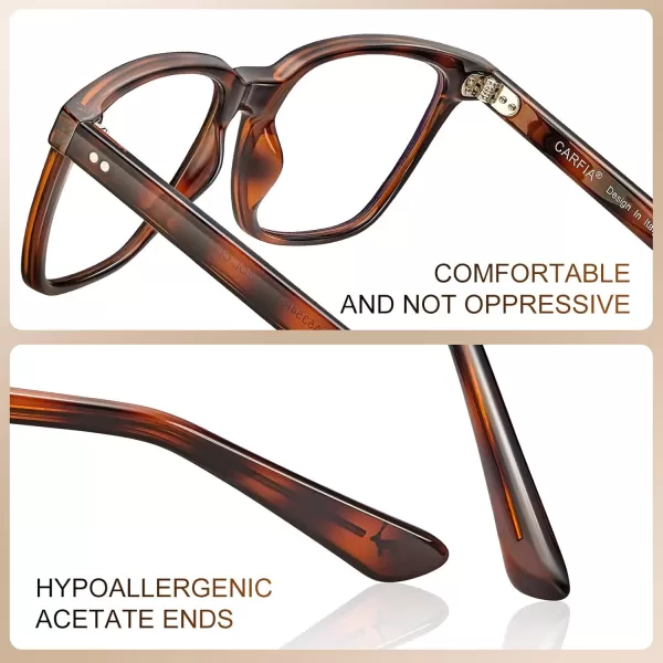 CARFIA Blue Light Blocking Glasses  Square Eyeglasses Filter Blue Ray Computer Game Glasses CA5354C Tortoise Frame Blue Light Glasses