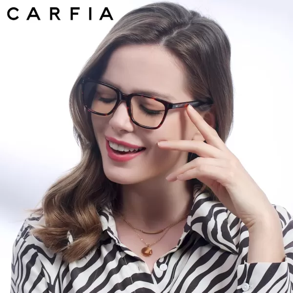 CARFIA Blue Light Blocking Glasses  Square Eyeglasses Filter Blue Ray Computer Game Glasses CA5354C Tortoise Frame Blue Light Glasses