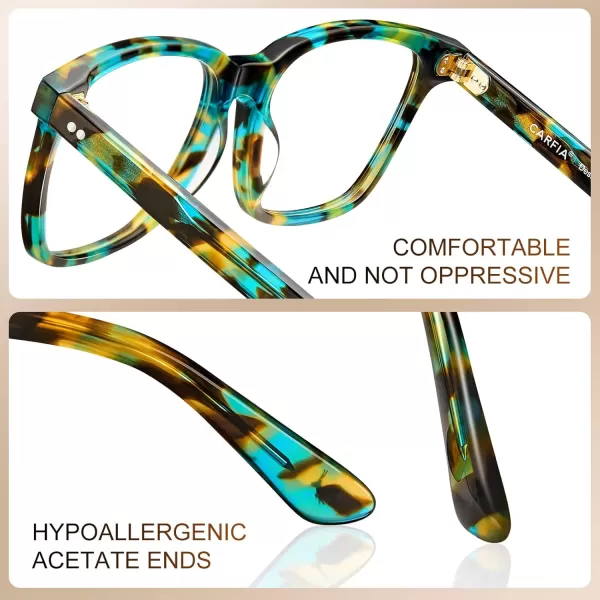 CARFIA Blue Light Blocking Glasses  Square Eyeglasses Filter Blue Ray Computer Game Glasses CA5354D Flowers Frame Blue Light Glasses