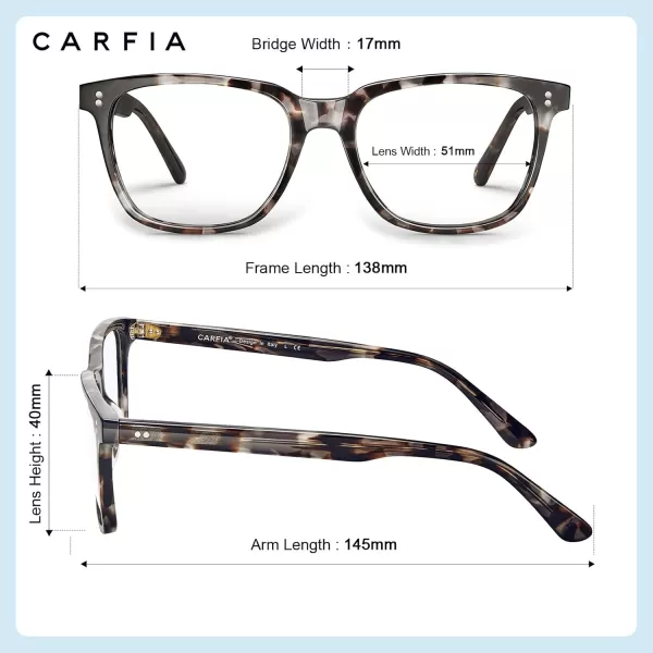CARFIA Blue Light Blocking Glasses  Square Eyeglasses Filter Blue Ray Computer Game Glasses CA5354E Grey Tortoise Frame Blue Light Glasses