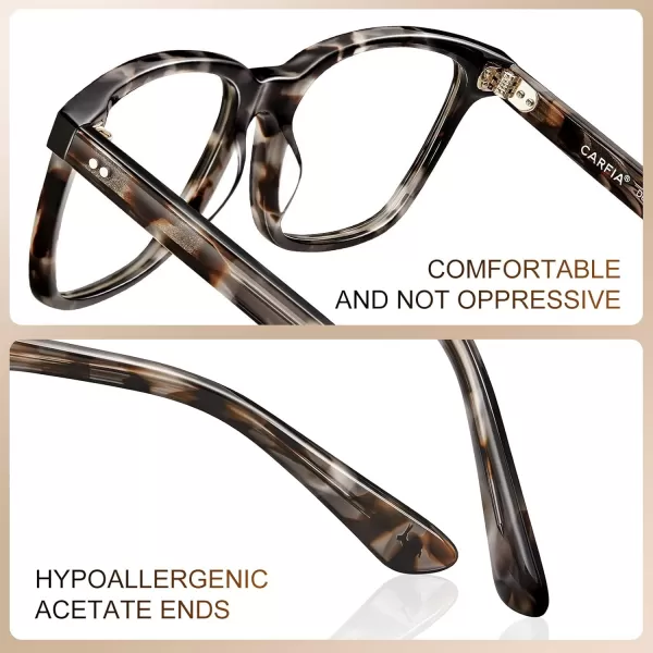 CARFIA Blue Light Blocking Glasses  Square Eyeglasses Filter Blue Ray Computer Game Glasses CA5354E Grey Tortoise Frame Blue Light Glasses