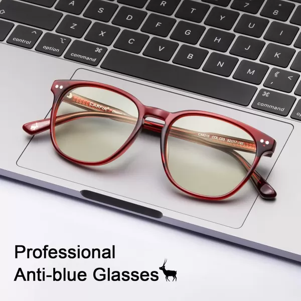 CARFIA Blue Light Glasses for Women Lightweight Cute Computer Gaming Glasses Blue Light Blocker Revo LensesA2 Red Frame Antiblue Lens