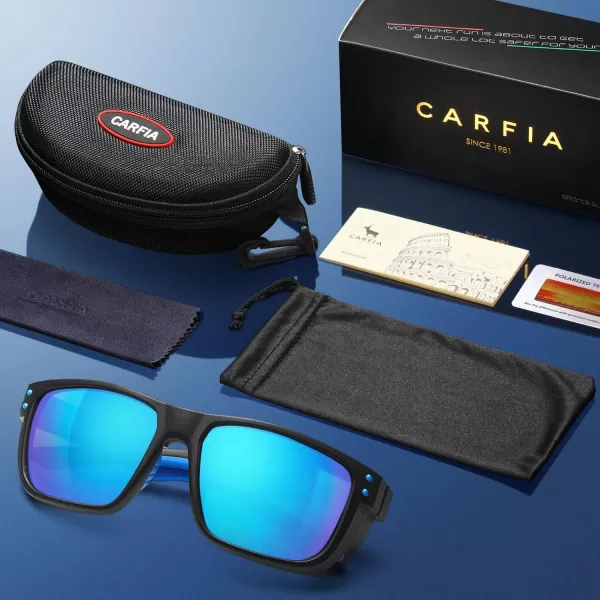 CARFIA Classic Polarized Sunglasses for Men Sport Outdoor Driving Hiking Boating Sea Fishing Square Wrapround Shades
