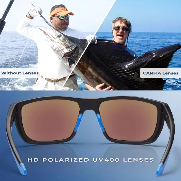 CARFIA Classic Polarized Sunglasses for Men Sport Outdoor Driving Hiking Boating Sea Fishing Square Wrapround Shades