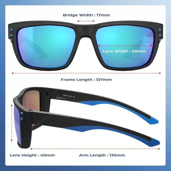 CARFIA Classic Polarized Sunglasses for Men Sport Outdoor Driving Hiking Boating Sea Fishing Square Wrapround Shades