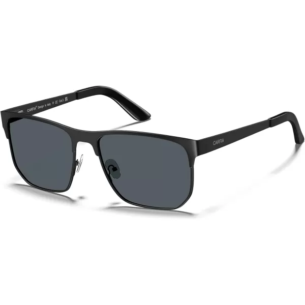 CARFIA Metal Trendy Square Polarized Sunglasses for Men UV400 Protection Driving Golfing Outdoor Eyewear CA5227Black Frame Black  Grey Lens