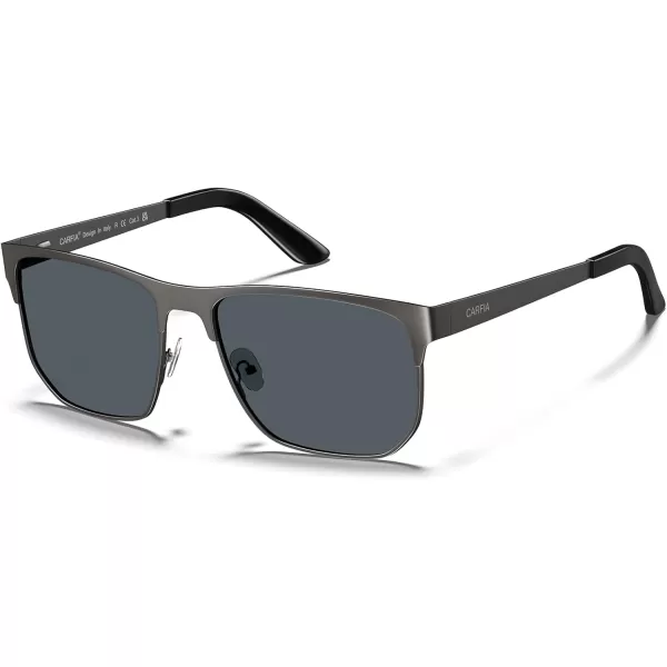 CARFIA Metal Trendy Square Polarized Sunglasses for Men UV400 Protection Driving Golfing Outdoor Eyewear CA5227Black Gun Gradient Grey Lens