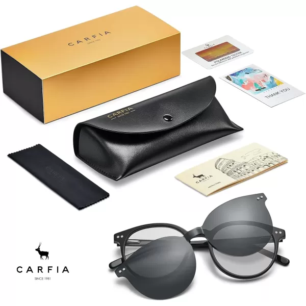 CARFIA Nonprescription Eyeglasses Mens Glasses Frames ampamp Clip on Magnetic Polarized Sunglasses Lens CF5063