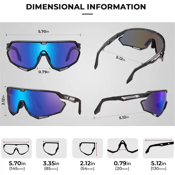 CARFIA Polarized Cycling Glasses Sport Sunglasses for Men 100 UV Blocking Goggles SunglassesBlue