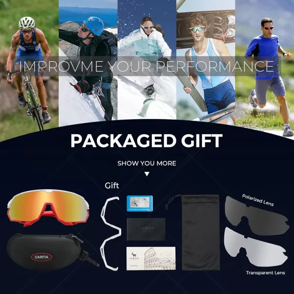 CARFIA Polarized Cycling Glasses Sport Sunglasses for Men 100 UV Blocking Goggles SunglassesGold