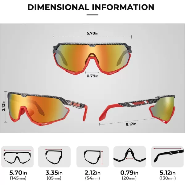 CARFIA Polarized Cycling Glasses Sport Sunglasses for Men 100 UV Blocking Goggles SunglassesRed