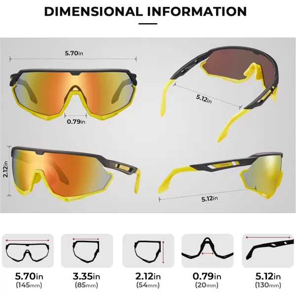 CARFIA Polarized Cycling Glasses Sport Sunglasses for Men 100 UV Blocking Goggles SunglassesYellow