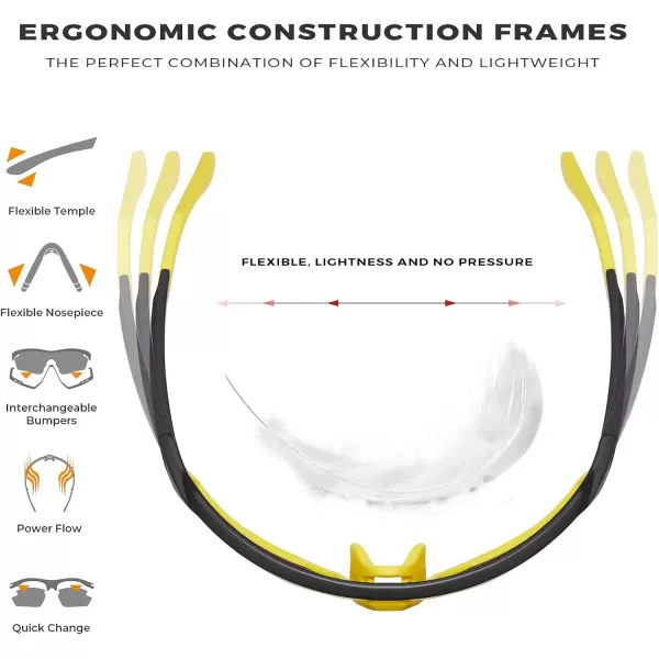 CARFIA Polarized Cycling Glasses Sport Sunglasses for Men 100 UV Blocking Goggles SunglassesYellow