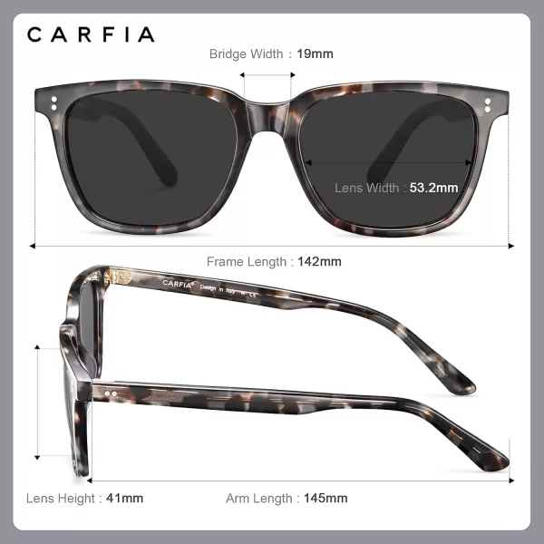 CARFIA Polarized Mens Sunglasses UV400 Protection for Driving Fishing Hiking Golf Outdoor Sport GlassesA2 Grey Tortoise Frame Grey Lens