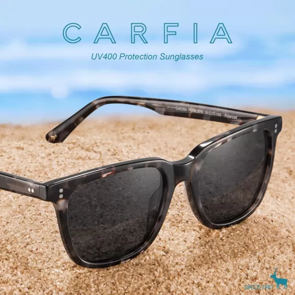 CARFIA Polarized Mens Sunglasses UV400 Protection for Driving Fishing Hiking Golf Outdoor Sport GlassesA2 Grey Tortoise Frame Grey Lens