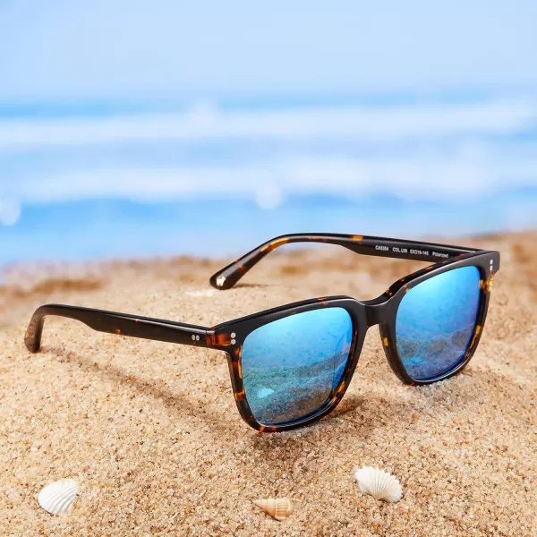 CARFIA Polarized Mens Sunglasses UV400 Protection for Driving Fishing Hiking Golf Outdoor Sport GlassesA3 Blue Mirror