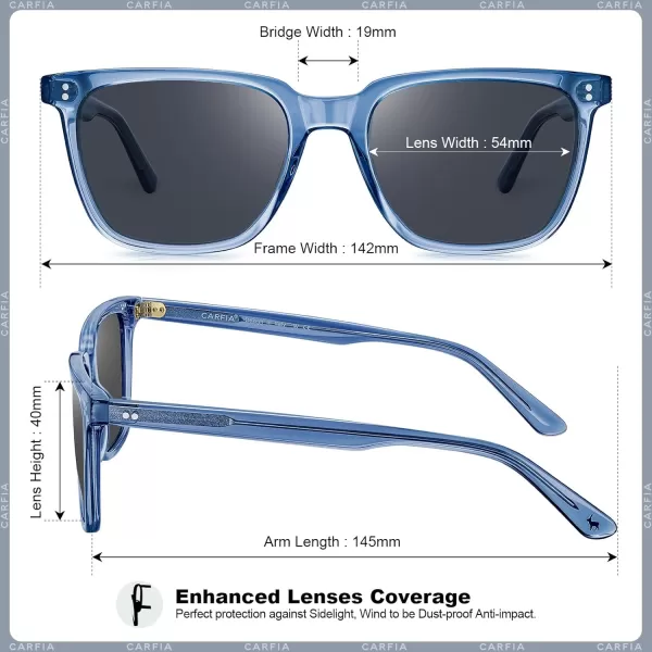 CARFIA Polarized Mens Sunglasses UV400 Protection for Driving Fishing Hiking Golf Outdoor Sport GlassesA3 Grey LensSapphire Blue Frame