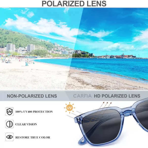 CARFIA Polarized Mens Sunglasses UV400 Protection for Driving Fishing Hiking Golf Outdoor Sport GlassesA3 Grey LensSapphire Blue Frame