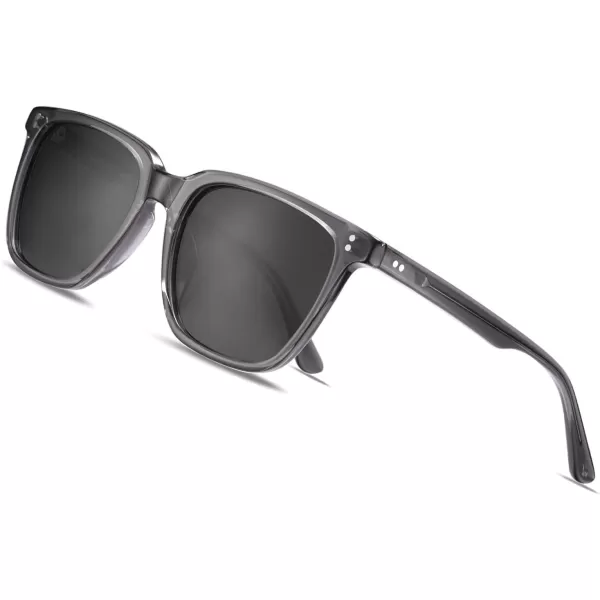 CARFIA Polarized Mens Sunglasses UV400 Protection for Driving Fishing Hiking Golf Outdoor Sport GlassesA3 Grey LensTransparent Grey Frame