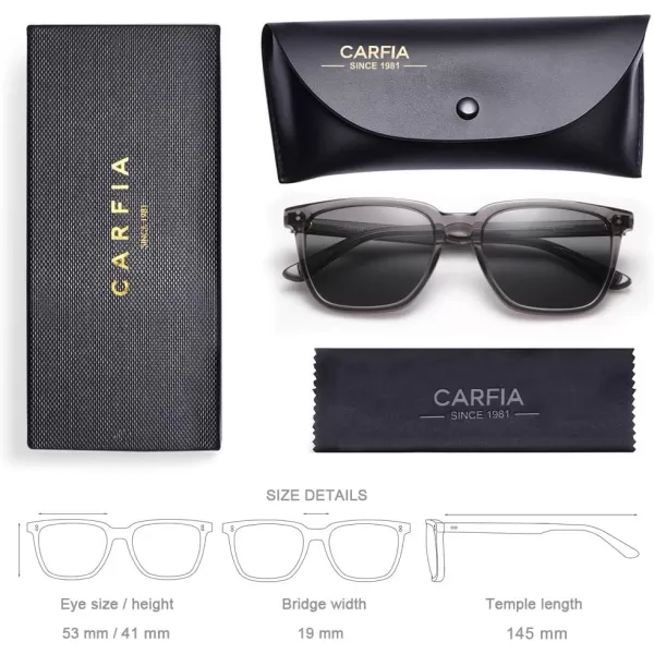 CARFIA Polarized Mens Sunglasses UV400 Protection for Driving Fishing Hiking Golf Outdoor Sport GlassesA3 Grey LensTransparent Grey Frame