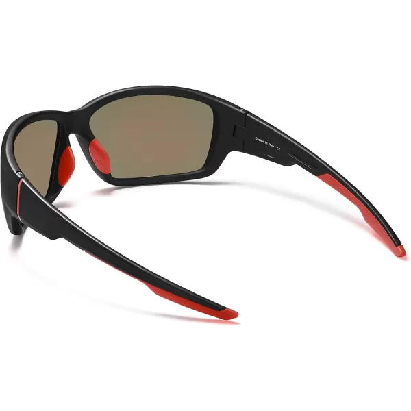 CARFIA Polarized Sport Sunglasses for Men Cycling Fishing Running Golf Baseball Glasses Unbreakable Imported TR90 FrameA1 Matte Black Frame Red Mirror
