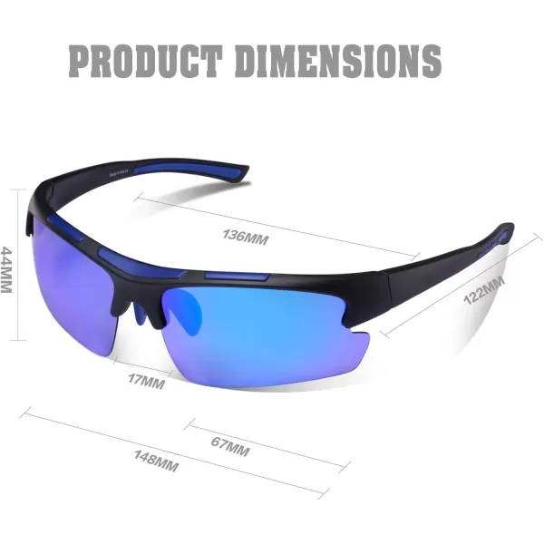 CARFIA Polarized Sports Sunglasses Cycling Running Fishing Sunglasses for Men Women Ultralight Comfy Tr90 Frame 047Blue Mirror