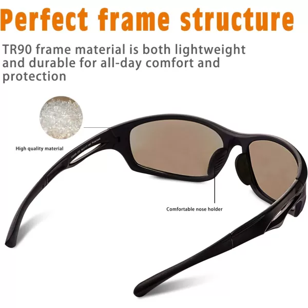 CARFIA Polarized Sports Sunglasses for Cycling Fishing Running Driving 100 UV400 Protection Safety Glasses 009Blue Mirror Black Frame