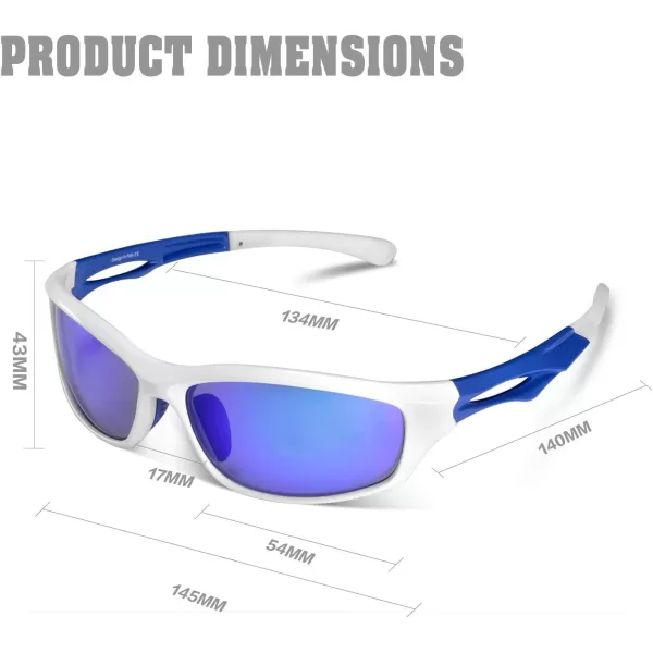 CARFIA Polarized Sports Sunglasses for Cycling Fishing Running Driving 100 UV400 Protection Safety Glasses 009Blue Mirror White Frame