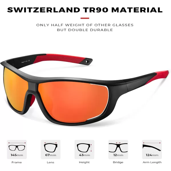 CARFIA Polarized Sports Sunglasses for Men and Women TR90 Lightweight Cool Frame Driving Cycling Running Fishing EyewearA3 Red Yellow Mirrored Polarized Lens