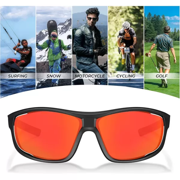 CARFIA Polarized Sports Sunglasses for Men and Women TR90 Lightweight Cool Frame Driving Cycling Running Fishing EyewearA3 Red Yellow Mirrored Polarized Lens