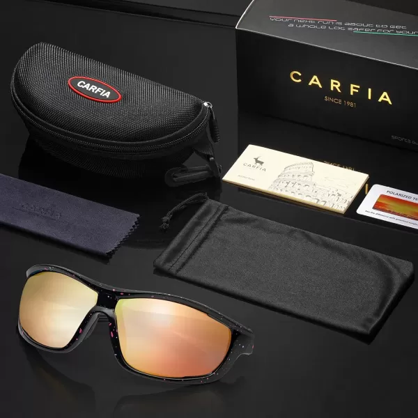 CARFIA Polarized Sports Sunglasses for Men and Women TR90 Lightweight Cool Frame Driving Cycling Running Fishing EyewearA4 Pink Mirrored Polarized Lens