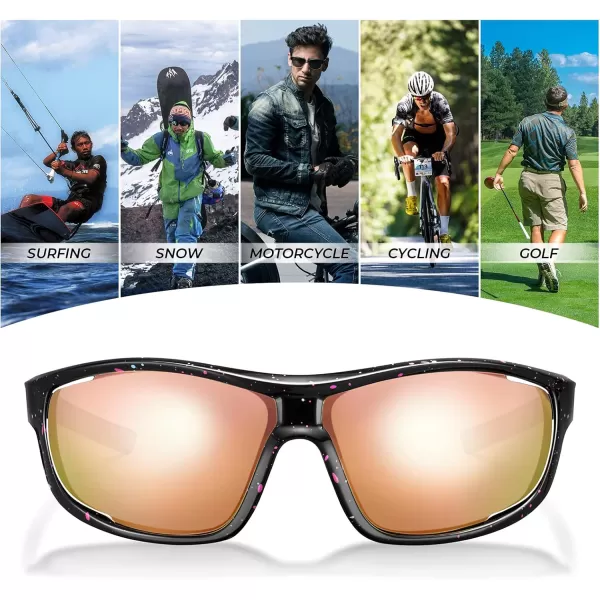 CARFIA Polarized Sports Sunglasses for Men and Women TR90 Lightweight Cool Frame Driving Cycling Running Fishing EyewearA4 Pink Mirrored Polarized Lens