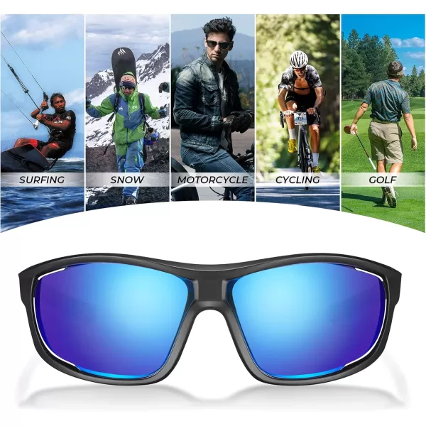 CARFIA Polarized Sports Sunglasses for Men and Women TR90 Lightweight Cool Frame Driving Cycling Running Fishing EyewearA5 Blue Mirrored Polarized Lens
