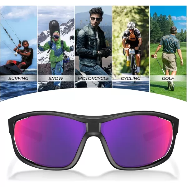 CARFIA Polarized Sports Sunglasses for Men and Women TR90 Lightweight Cool Frame Driving Cycling Running Fishing EyewearA6 Purple Red Mirrored Polarized Lens