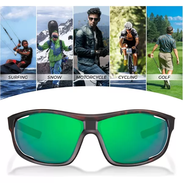 CARFIA Polarized Sports Sunglasses for Men and Women TR90 Lightweight Cool Frame Driving Cycling Running Fishing EyewearA7 Green Mirrored Polarized Lens