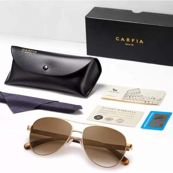 CARFIA Polarized Sunglasses for Women UV Protection Acetate Arms Metal Frame Womans Shades CA32161 Brown Gradient Lens Havana Tortoise Arm