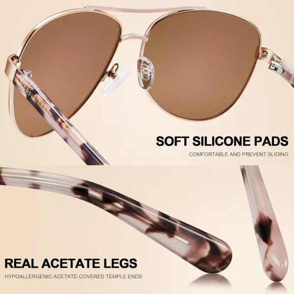 CARFIA Polarized Sunglasses for Women UV Protection Acetate Arms Metal Frame Womans Shades CA32162 Pink Flash Mirror Tortoise Arm