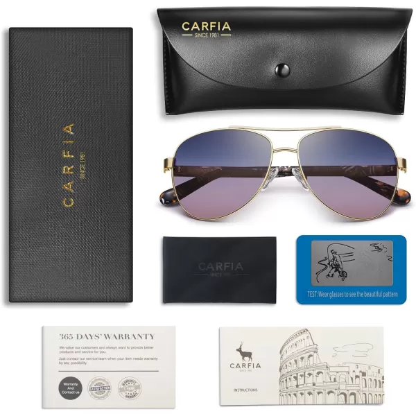 CARFIA Polarized Sunglasses for Women UV Protection Acetate Arms Metal Frame Womans Shades CA32163 Two Tones Lens