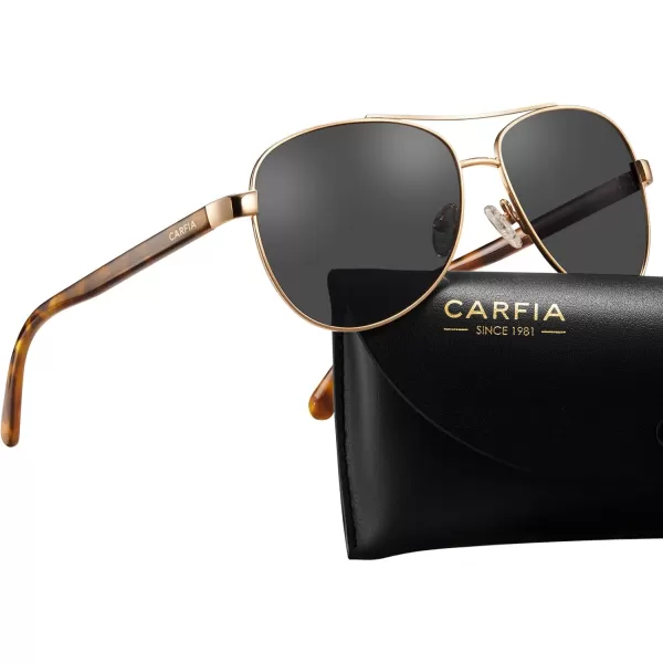 CARFIA Polarized Sunglasses for Women UV Protection Acetate Arms Metal Frame Womans Shades CA32164 Grey Lens Havana Tortoise Arm