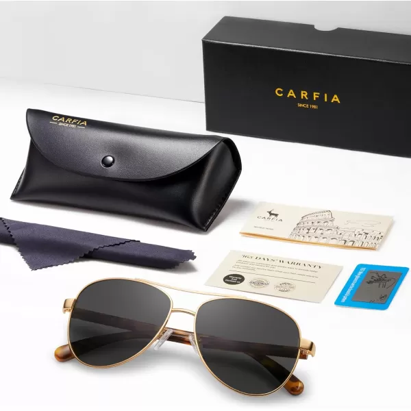 CARFIA Polarized Sunglasses for Women UV Protection Acetate Arms Metal Frame Womans Shades CA32164 Grey Lens Havana Tortoise Arm