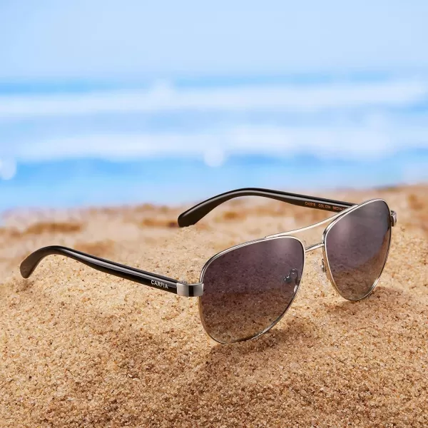 CARFIA Polarized Sunglasses for Women UV Protection Acetate Arms Metal Frame Womans Shades CA32166 Grey Gradient Lens Black Arm