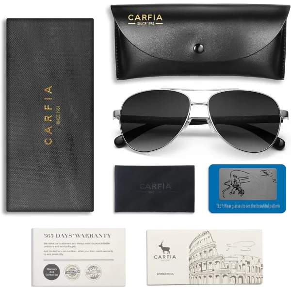 CARFIA Polarized Sunglasses for Women UV Protection Acetate Arms Metal Frame Womans Shades CA32166 Grey Gradient Lens Black Arm