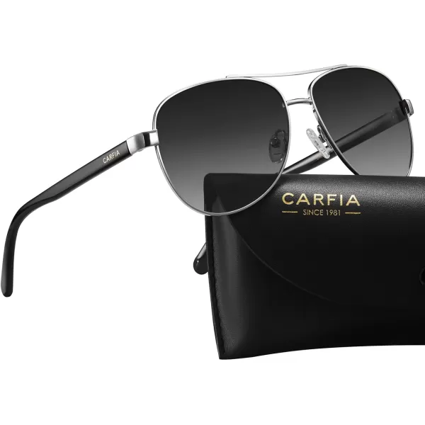 CARFIA Polarized Sunglasses for Women UV Protection Acetate Arms Metal Frame Womans Shades CA32166 Grey Gradient Lens Black Arm
