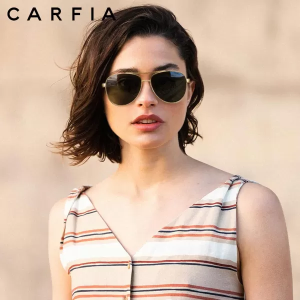 CARFIA Polarized Sunglasses for Women UV Protection Acetate Arms Metal Frame Womans Shades CA32166 Grey Gradient Lens Black Arm