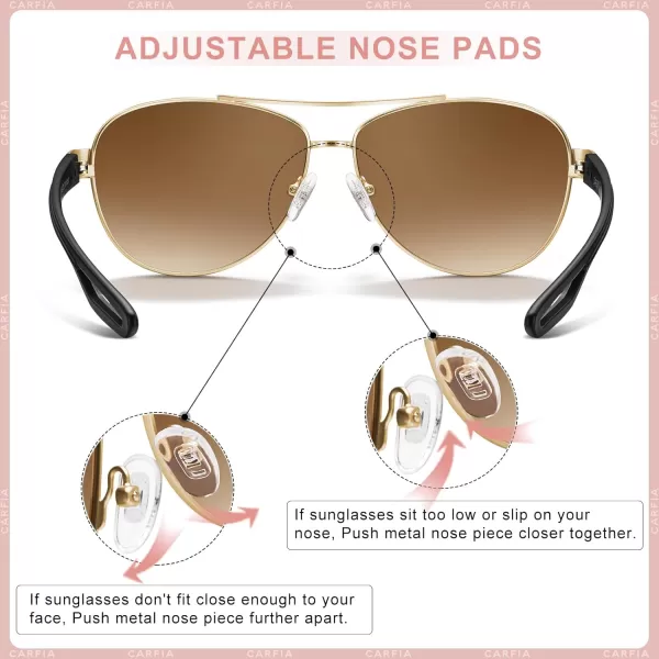 CARFIA Polarized Sunglasses for Women UV Protection UltraLightweight Comfort Metal Frame Driving Glasses CA32101 Brown Gradient Lens Matte Metal Frame