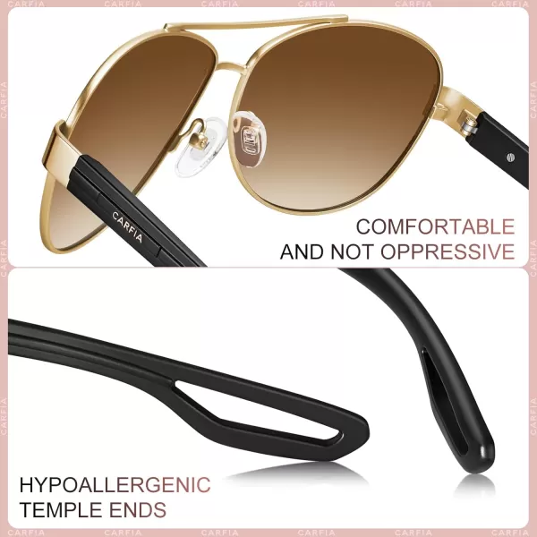 CARFIA Polarized Sunglasses for Women UV Protection UltraLightweight Comfort Metal Frame Driving Glasses CA32101 Brown Gradient Lens Matte Metal Frame