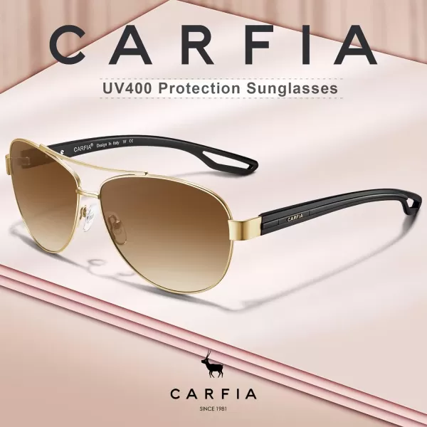 CARFIA Polarized Sunglasses for Women UV Protection UltraLightweight Comfort Metal Frame Driving Glasses CA32101 Brown Gradient Lens Matte Metal Frame