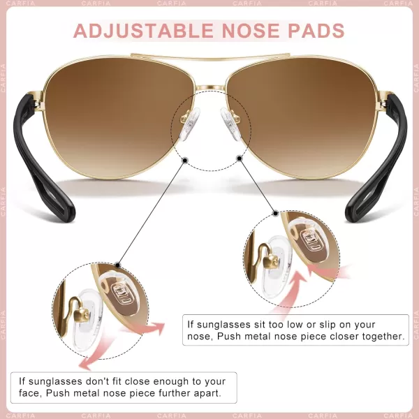 CARFIA Polarized Sunglasses for Women UV Protection UltraLightweight Comfort Metal Frame Driving Glasses CA32102 Brown Gradient Lens Matte Metal Frame